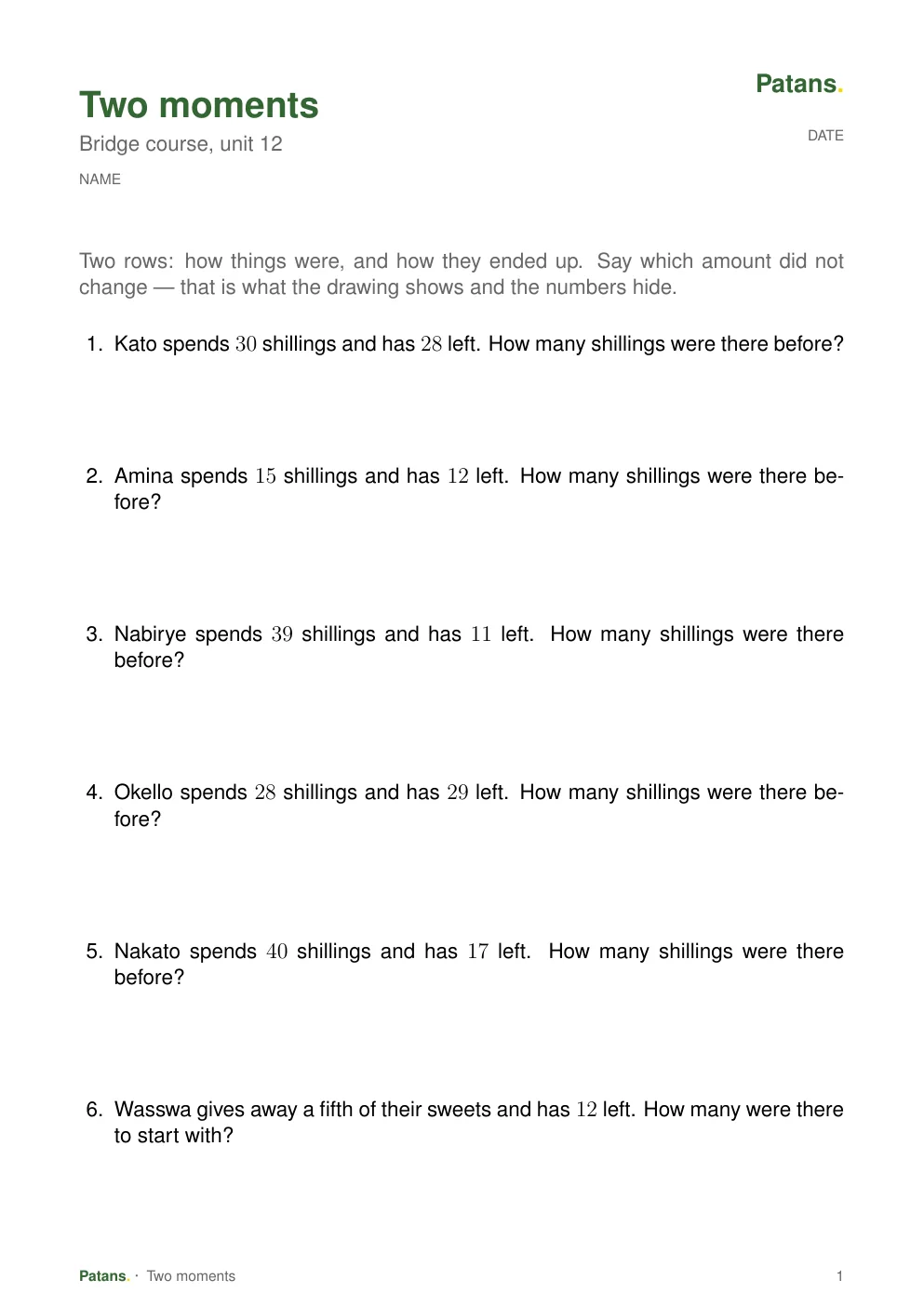 Before, and after, page 1