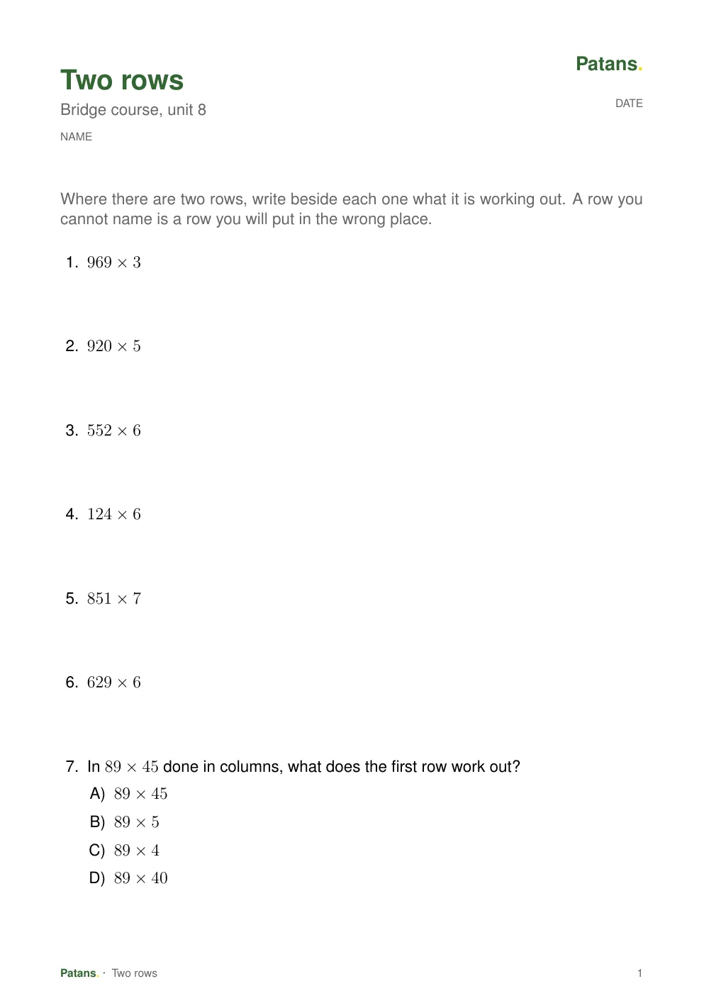 Two rows, page 1