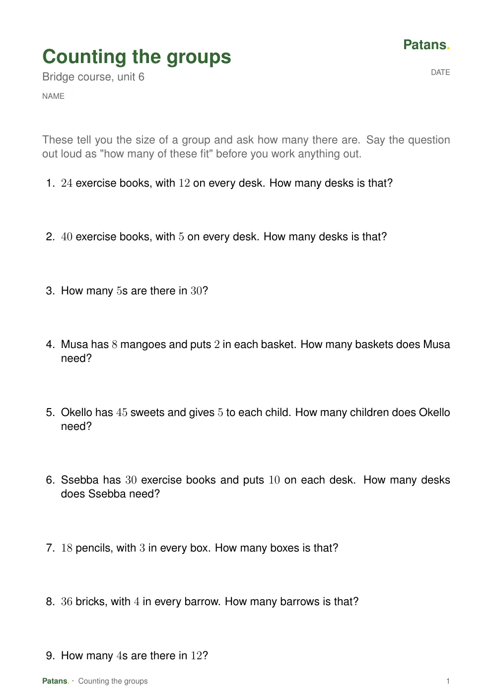 How many groups, page 1