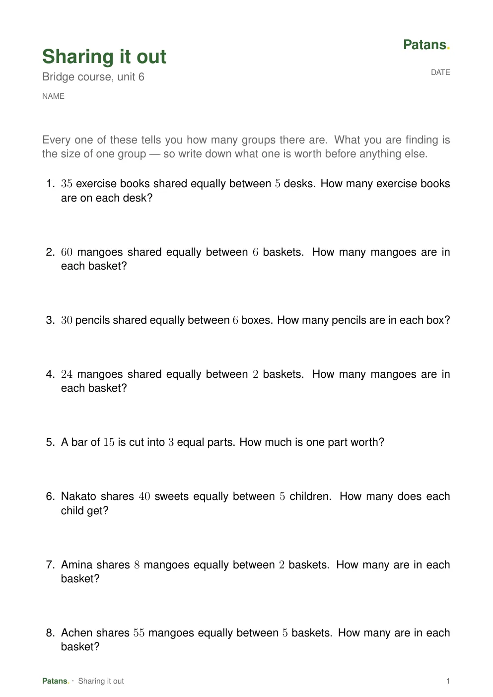 How many each, page 1