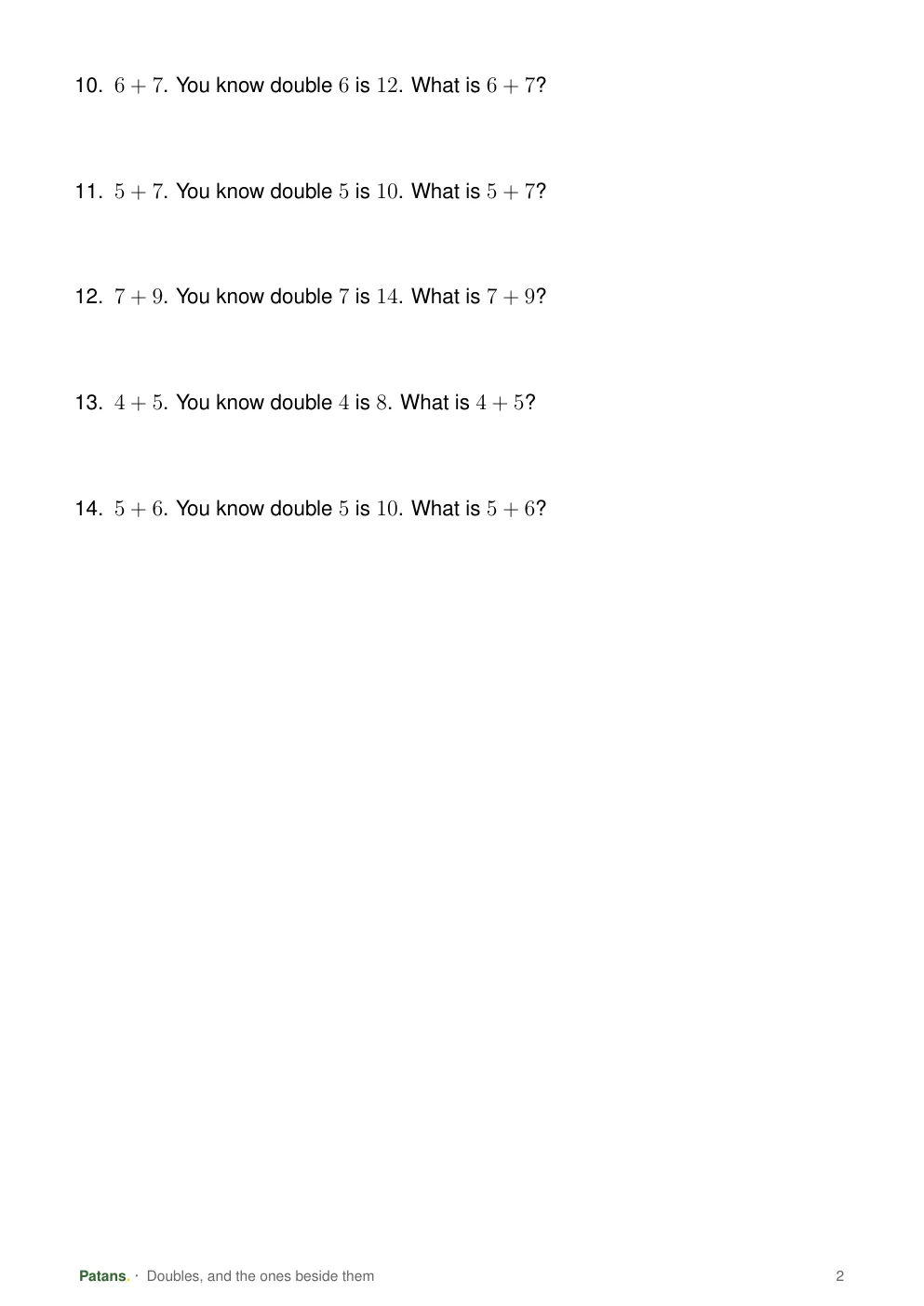 Doubles, and the ones beside them, page 2
