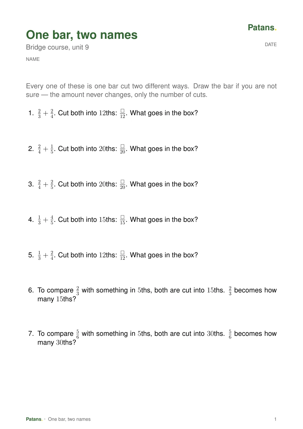 The same amount, cut again, page 1