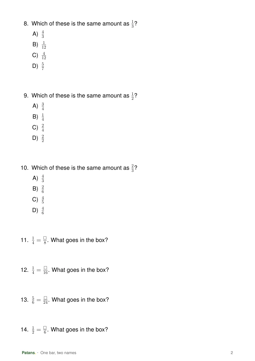 The same amount, cut again, page 2