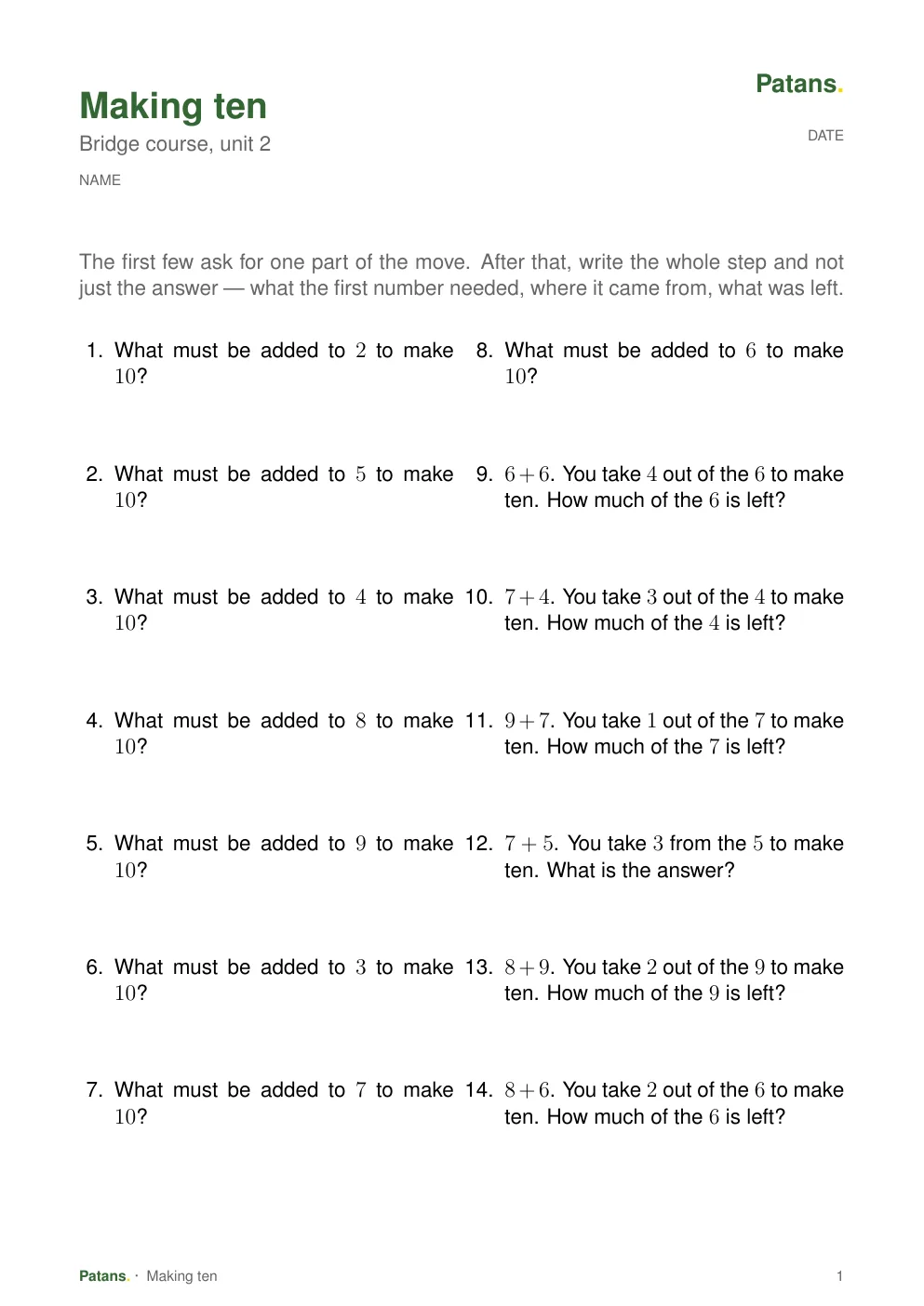 Eighteen on paper, page 1