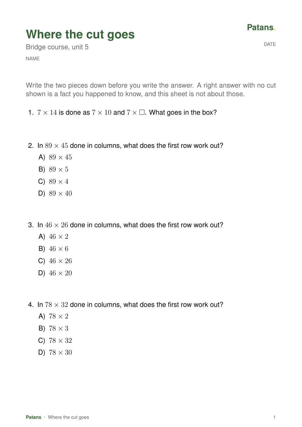 Cut it where it is easy, page 1