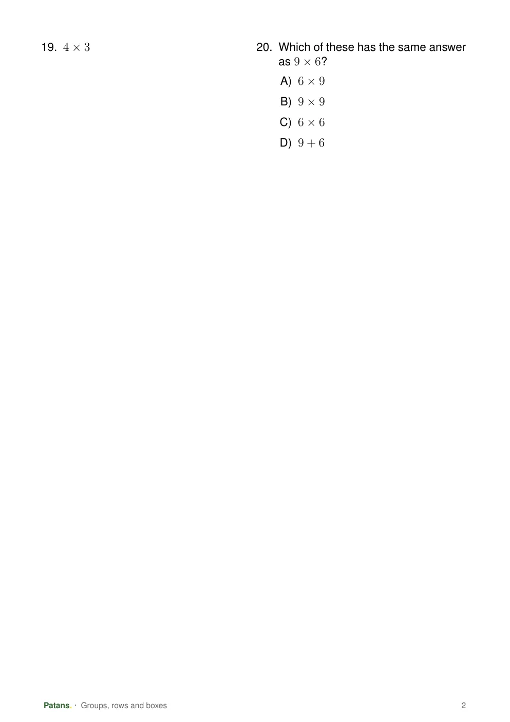Groups, rows and boxes, page 2