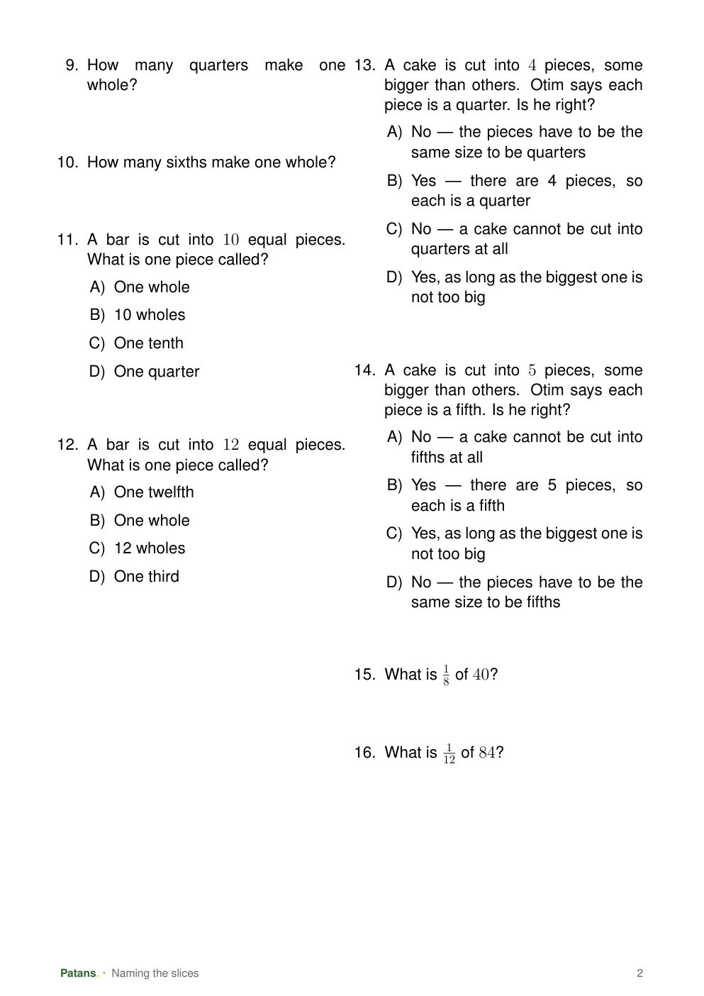 One of the equal parts, page 2