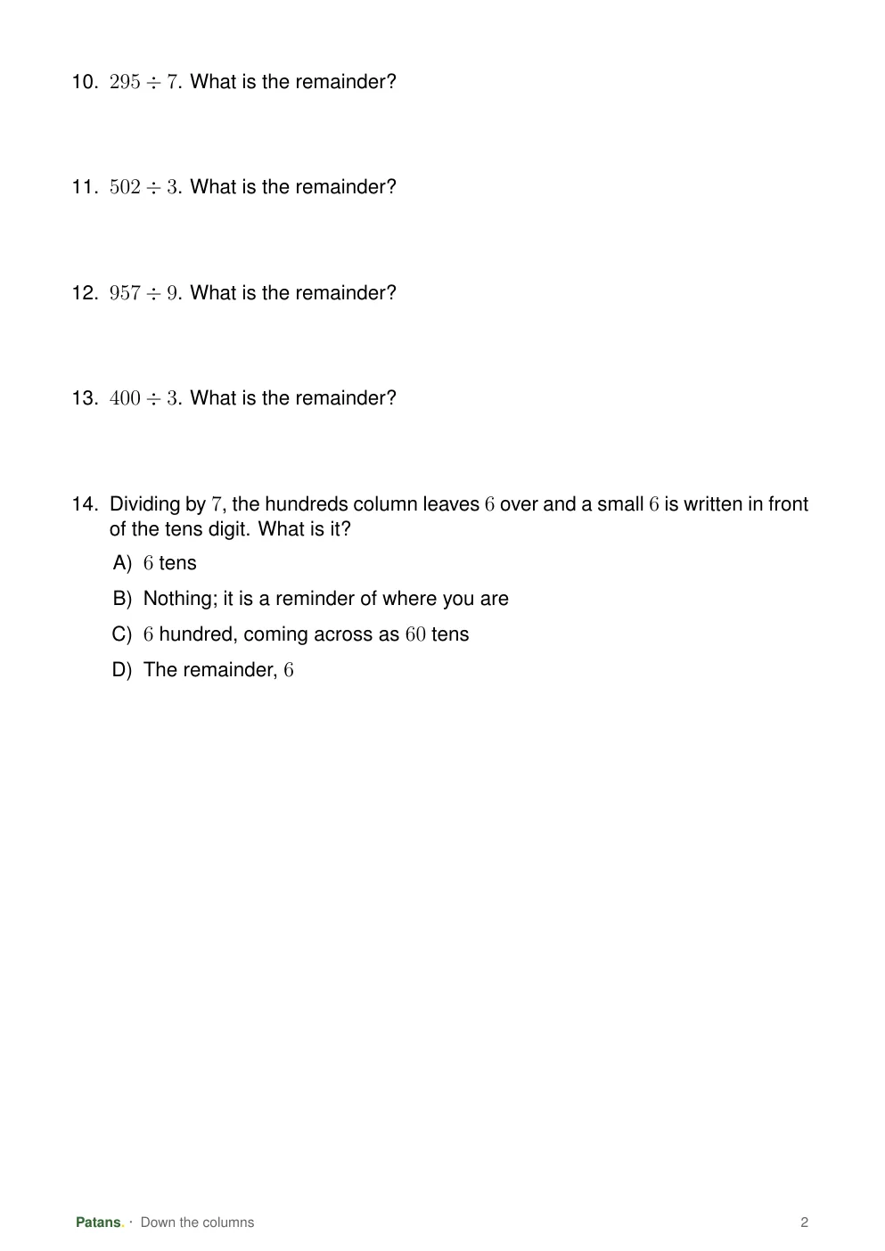 Down the columns, page 2